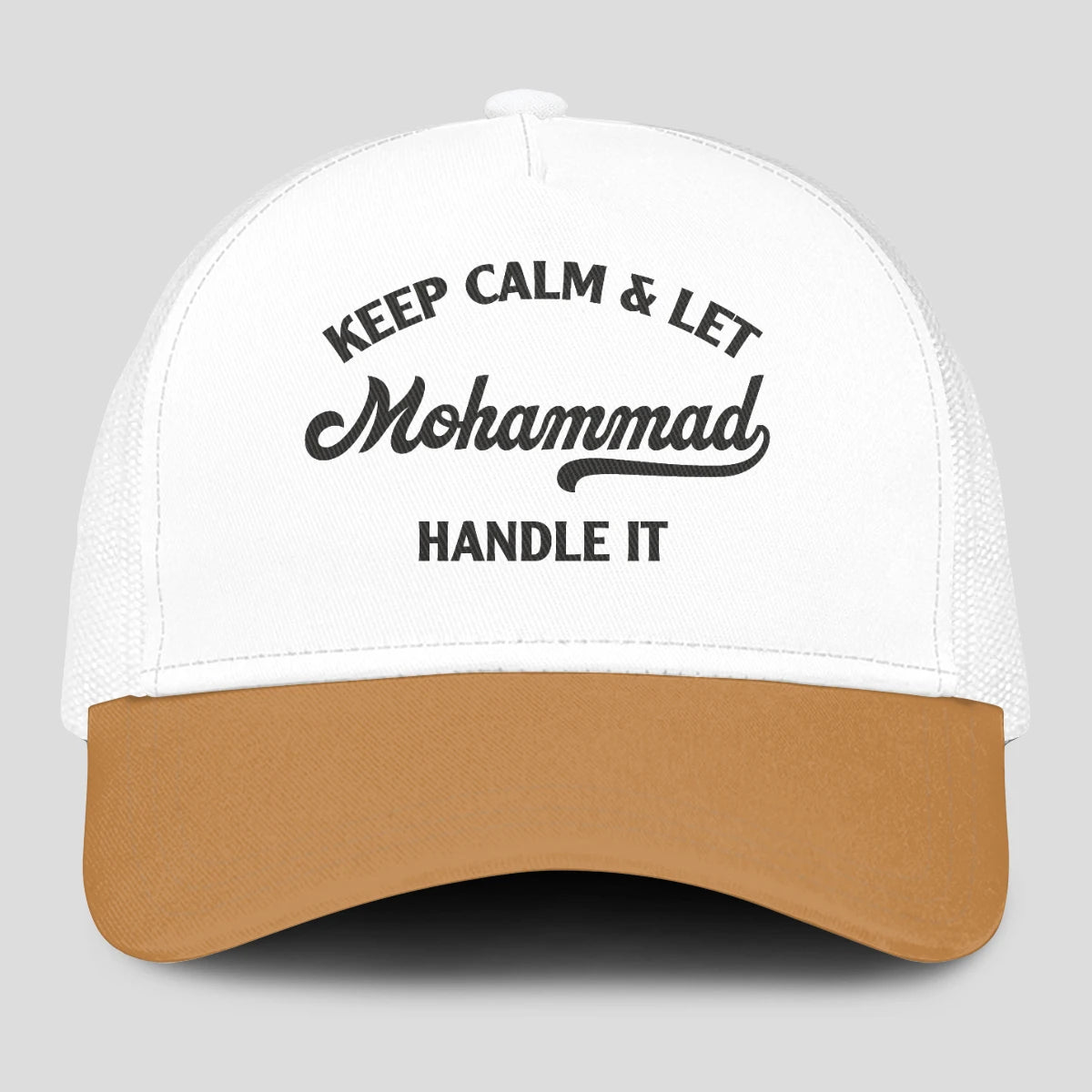 Keep Calm & Let Your Name Handle It Yellow And White Mesh Cap MOHAMMAD 13K1 C205PF