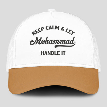 Keep Calm & Let Your Name Handle It Yellow And White Mesh Cap MOHAMMAD 13K1 C205PF