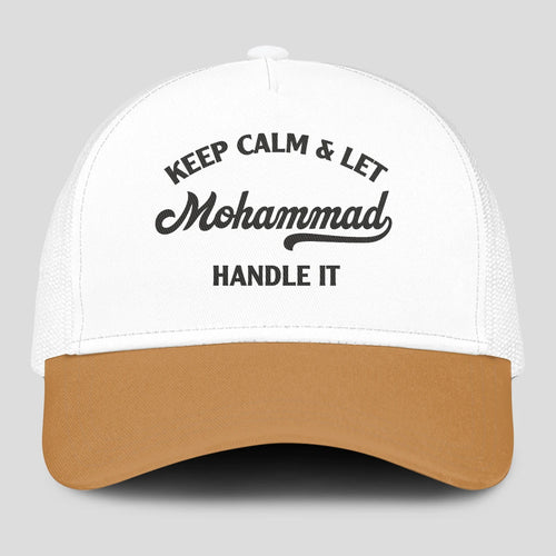 Keep Calm & Let Your Name Handle It Yellow And White Mesh Cap MOHAMMAD 13K1 C205PF