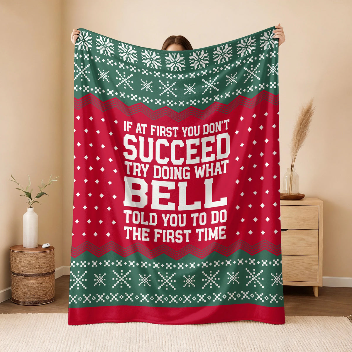 If At First You Don’t Succeed Red Green Christmas Fleece Blanket BELL 13K1 BK28
