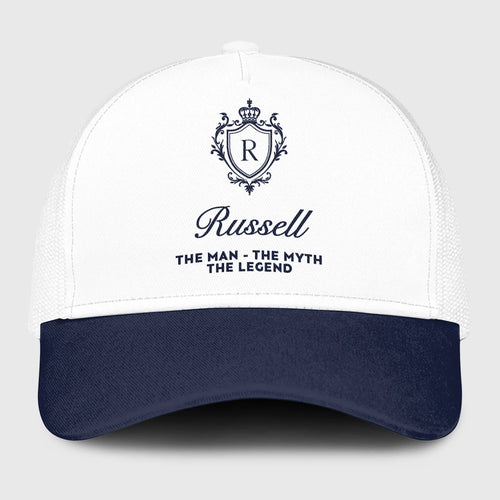 The Man The Myth The Legend Blue And White Baseball Mesh Cap RUSSELL 13K1 C186PF