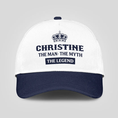 The Man The Myth The Legend King Crown Blue And White Cap CHRISTINE 13K1 C147PF