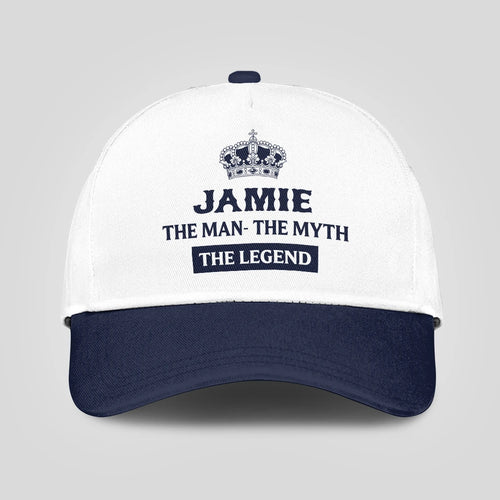 The Man The Myth The Legend King Crown Blue And White Cap JAMIE 13K1 C147PF