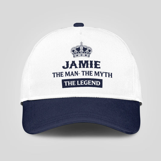 The Man The Myth The Legend King Crown Blue And White Cap JAMIE 13K1 C147PF