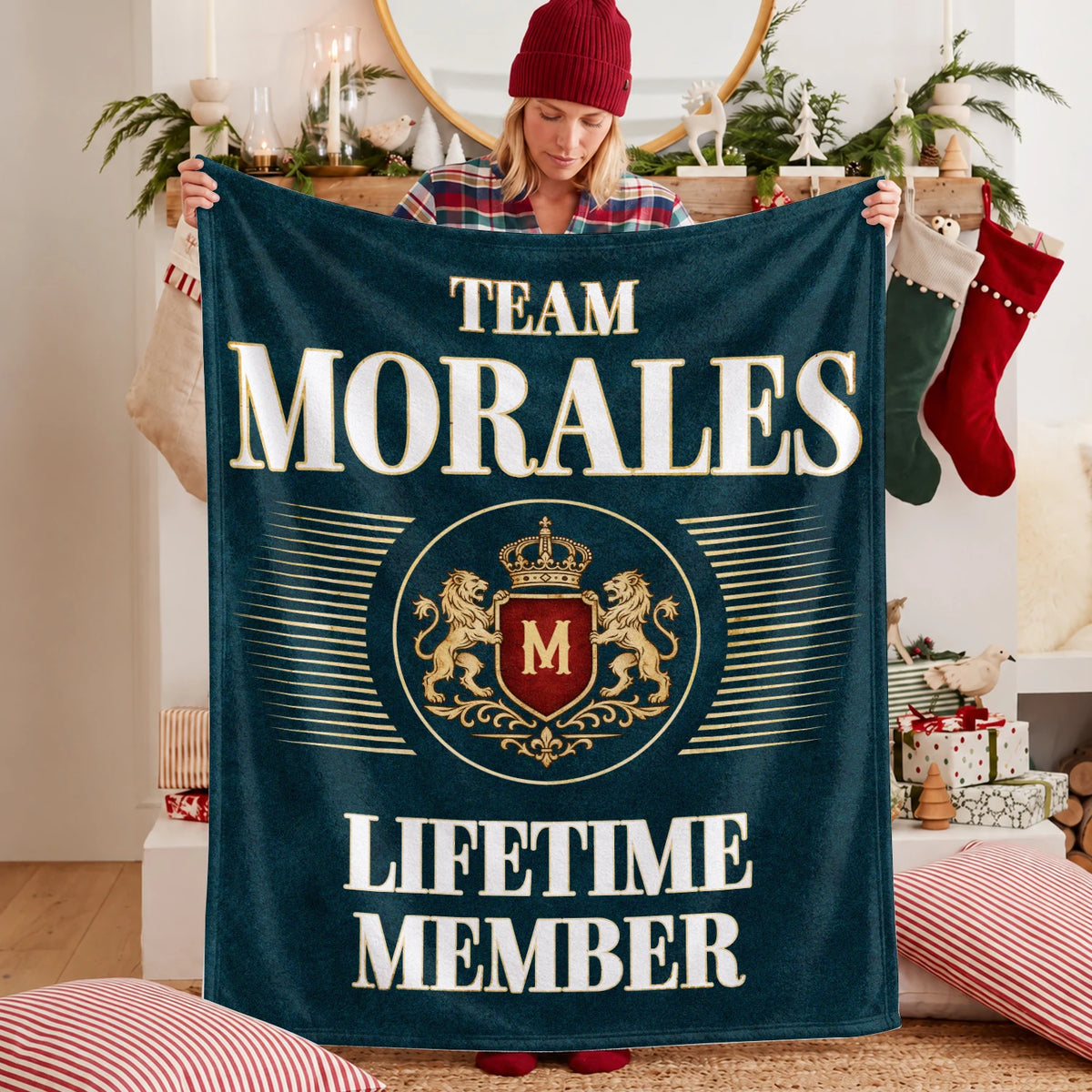 Team Your Name Lifetime Member Sage Green Fleece Blanket MORALES 13K1 BK42