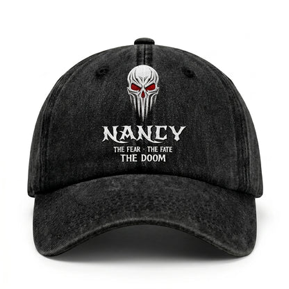 Your Name The Fear The Fate The Doom Skull Washed Cap NANCY 13K1 C98PF