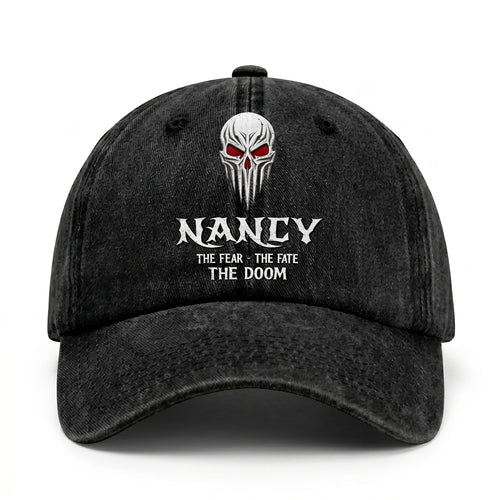 Your Name The Fear The Fate The Doom Skull Washed Cap NANCY 13K1 C98PF