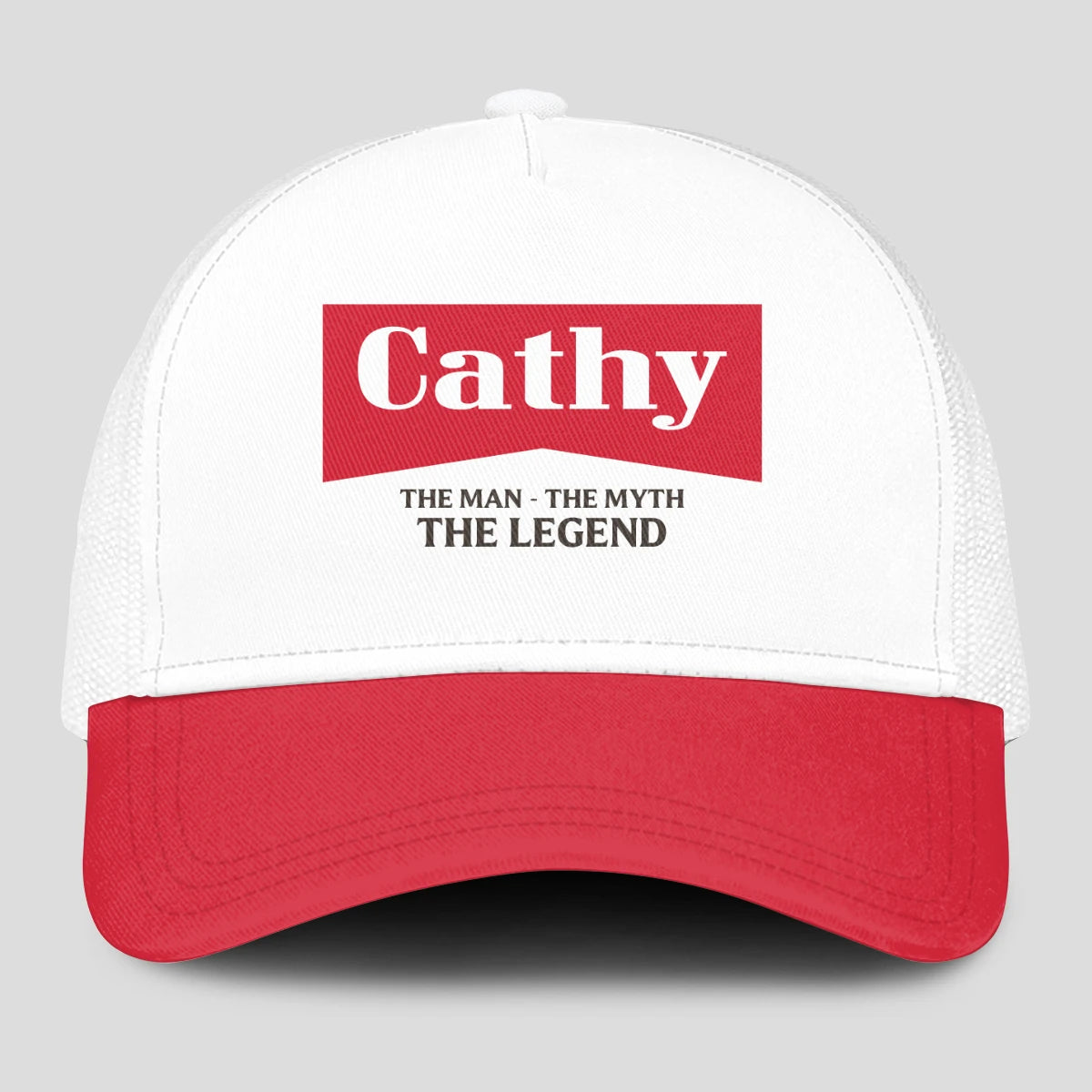 The Man The Myth The Legend Red And White Mesh Cap CATHY 13K1 C197PF