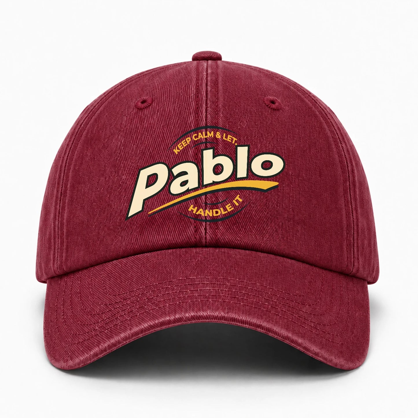Keep Calm & Let Your Name Handle It Burgundy Washed Cap PABLO 13K1 C105PF
