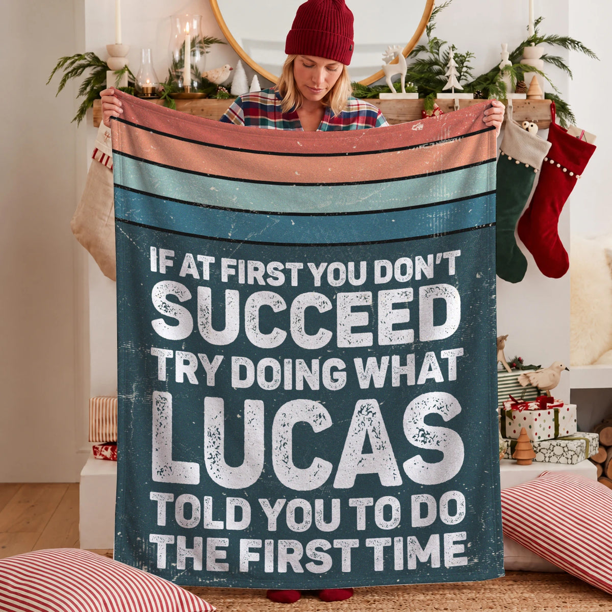 If At First You Don’t Succeed Retro Green Fleece Blanket LUCAS 13K1 BK29
