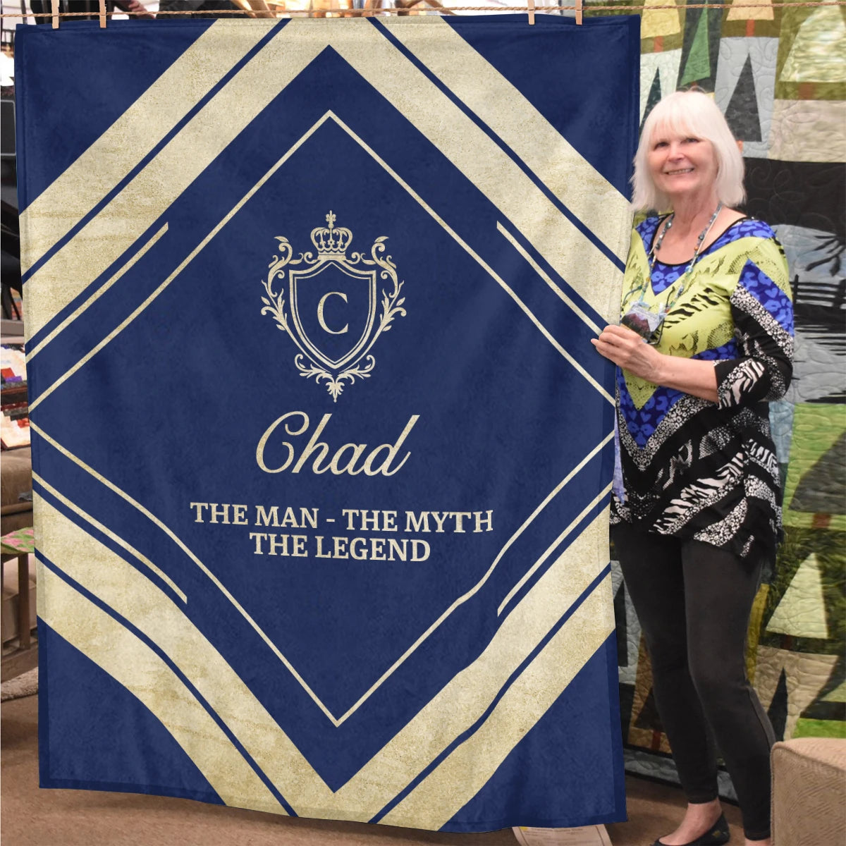 The Man The Myth The Legend Diamond Fleece Blanket CHAD 13K1 BK06