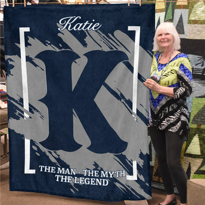 The Man The Myth The Legend Navy Baseball Fleece Blanket KATIE 13K1 BK17