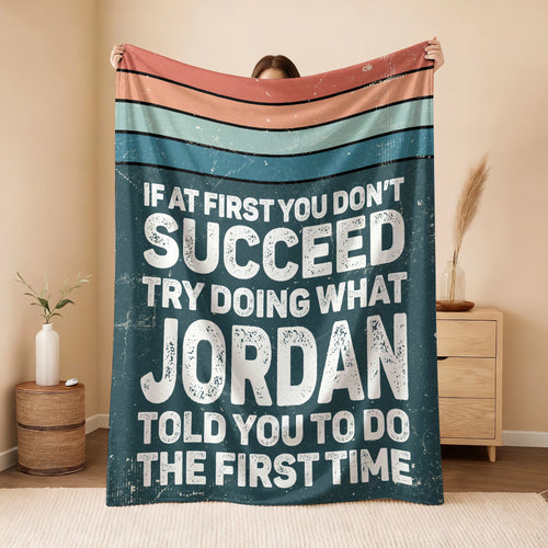 If At First You Don’t Succeed Retro Green Fleece Blanket JORDAN 13K1 BK29