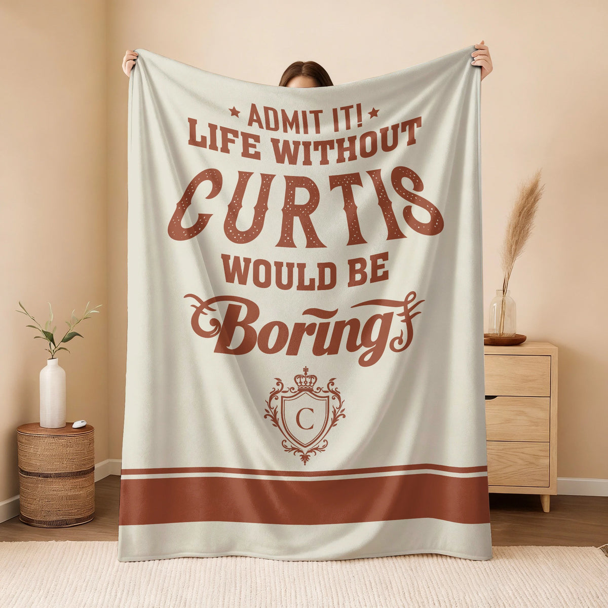 Life Without Your Name Would Be Boring Cream Terracotta Blanket CURTIS 13K1 BK24