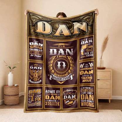 DAN Personalized Blanket | Custom Name Cozy Throw Gift 13K1-BK4