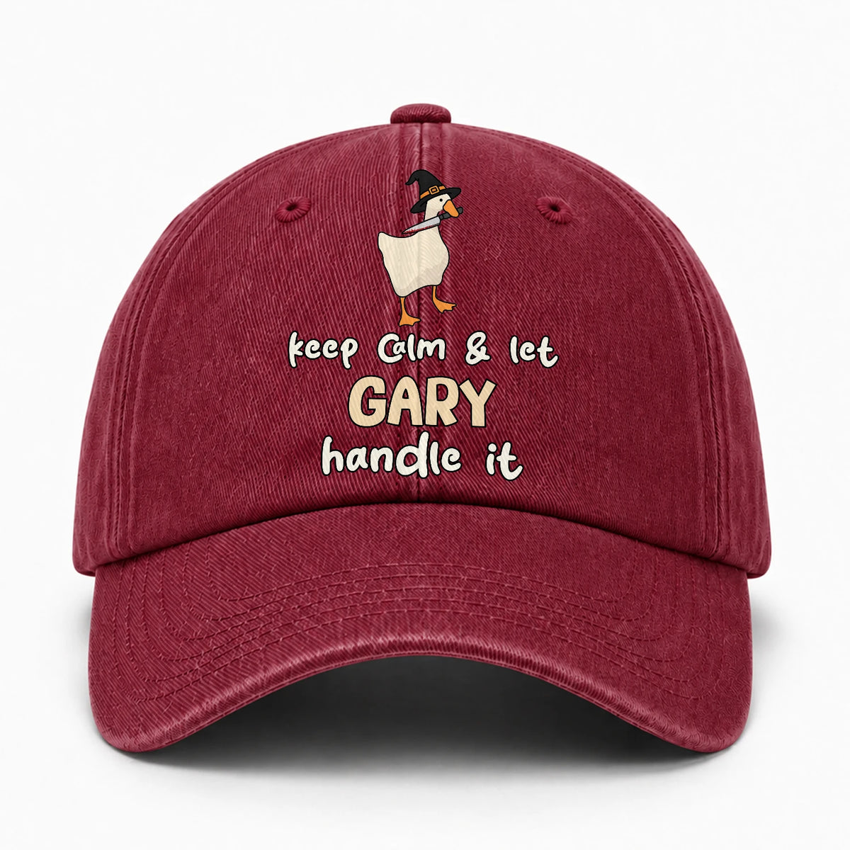 Keep Calm & Let Your Name Handle It Funny Witch Goose Washed Cap GARY 13K1 C128PF