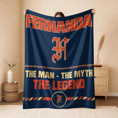 The Man The Myth The Legend Retro Fleece Blanket FERNANDA 13K1 BK53