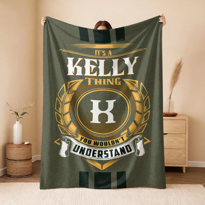 It's A Your Name Thing Olive Green Logo Fleece Blanket KELLY 13K1 BK31