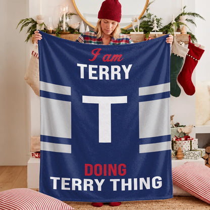 I'm Name Doing Name Things Navy Fleece Blanket TERRY 13K1 BK51