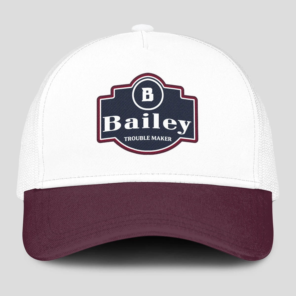 Trouble Maker Burgundy And White Funny Mesh Cap BAILEY 13K1 C201PF