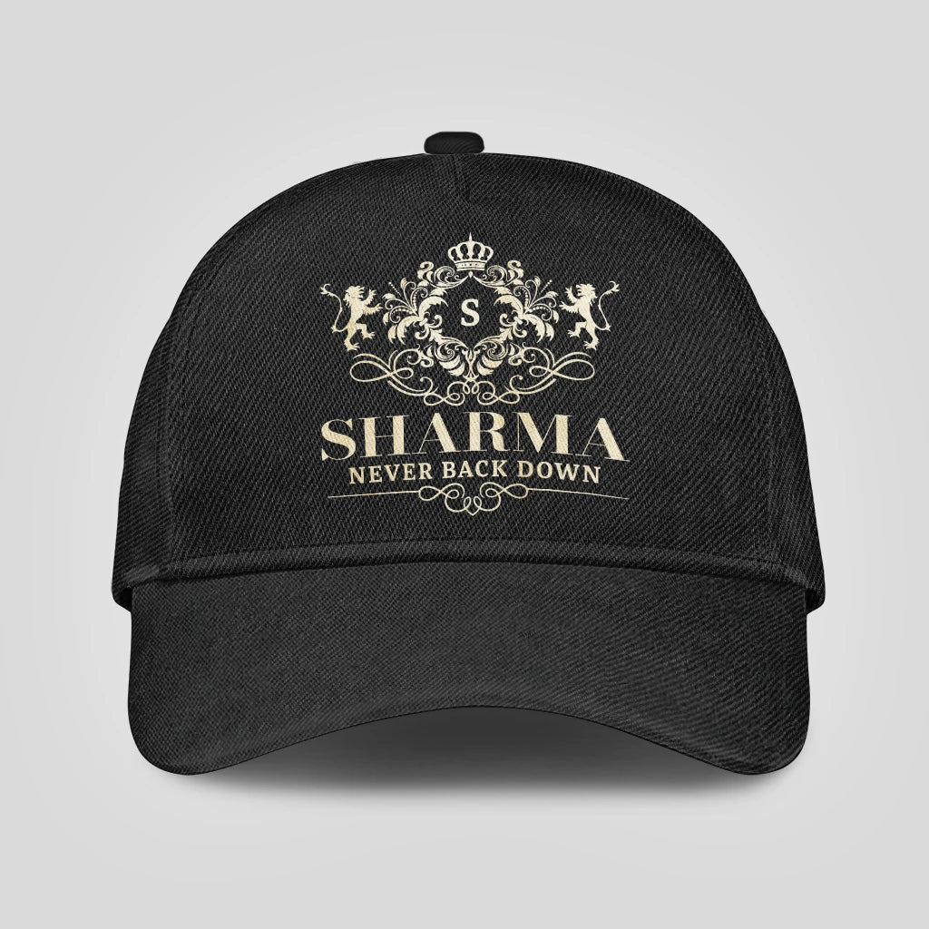 Never Back Down Royal Style Black Cap SHARMA 13K1 C179PF