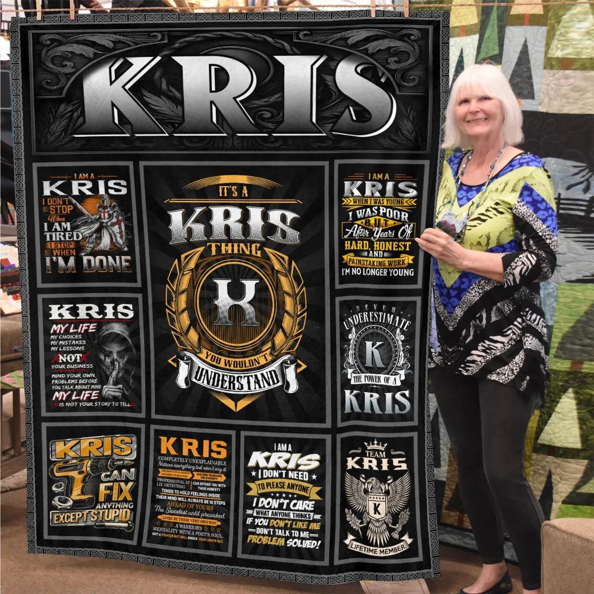 KRIS Personalized Blanket | Custom Name Cozy Throw Gift 13K2-BK2