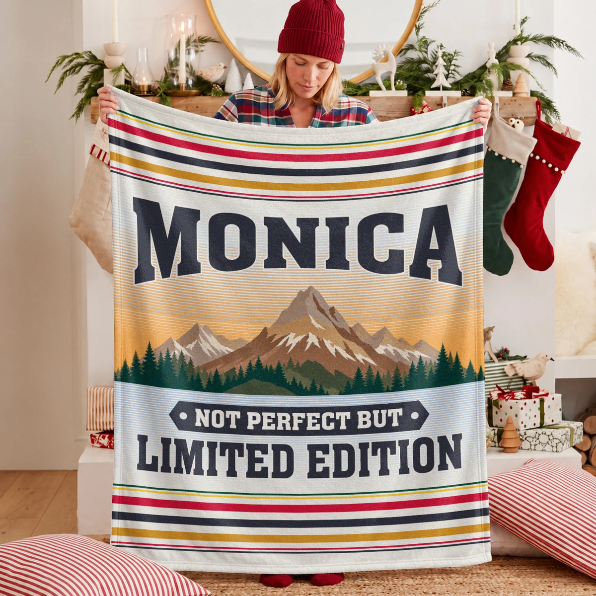 Not Perfect But Limited Edition Vintage Mountain Fleece Blanket MONICA 13K1 BK45