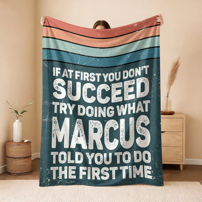 If At First You Don’t Succeed Retro Green Fleece Blanket MARCUS 13K1 BK29