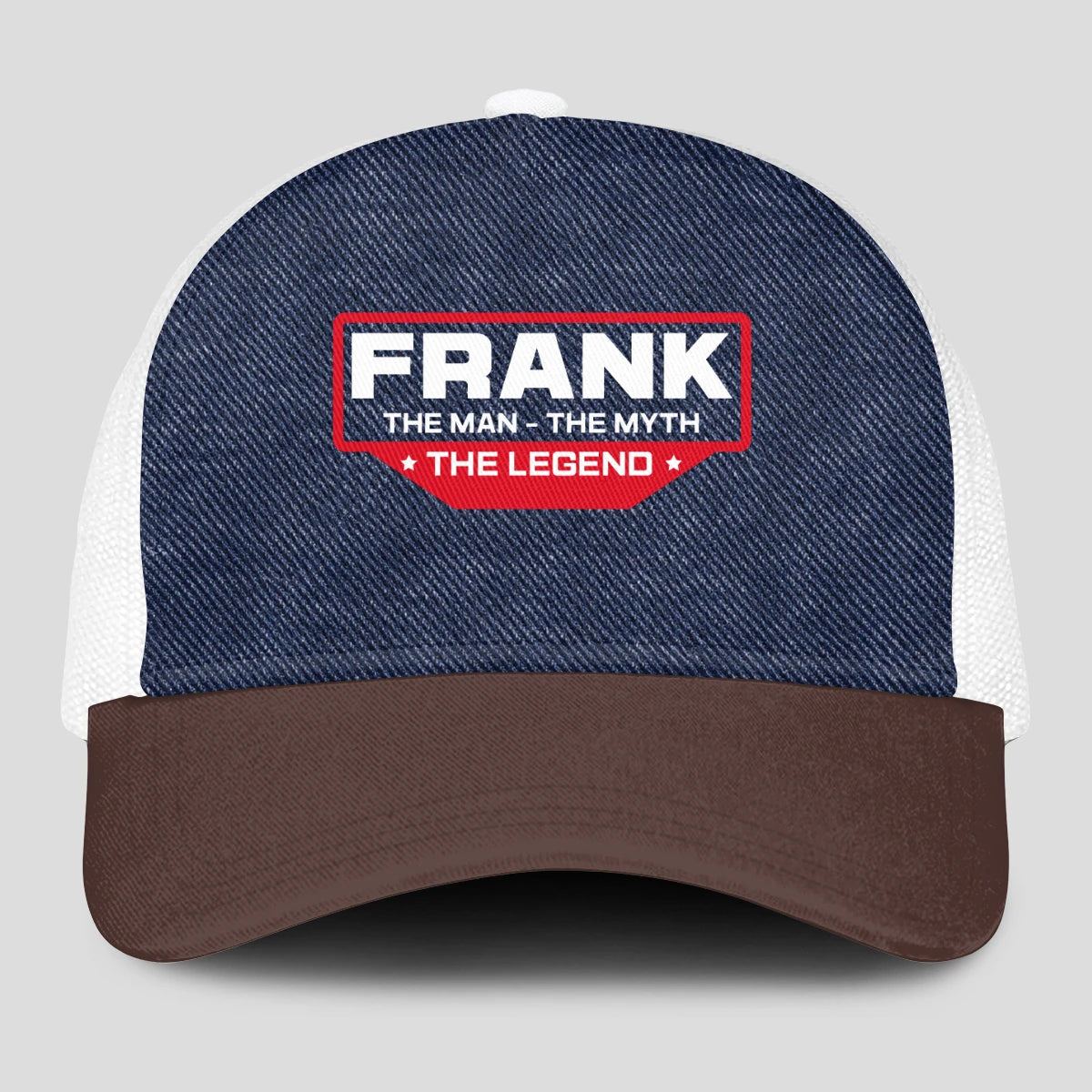 The Man The Myth The Legend Navy Brown And White Mesh Cap FRANK 13K1 C200PF