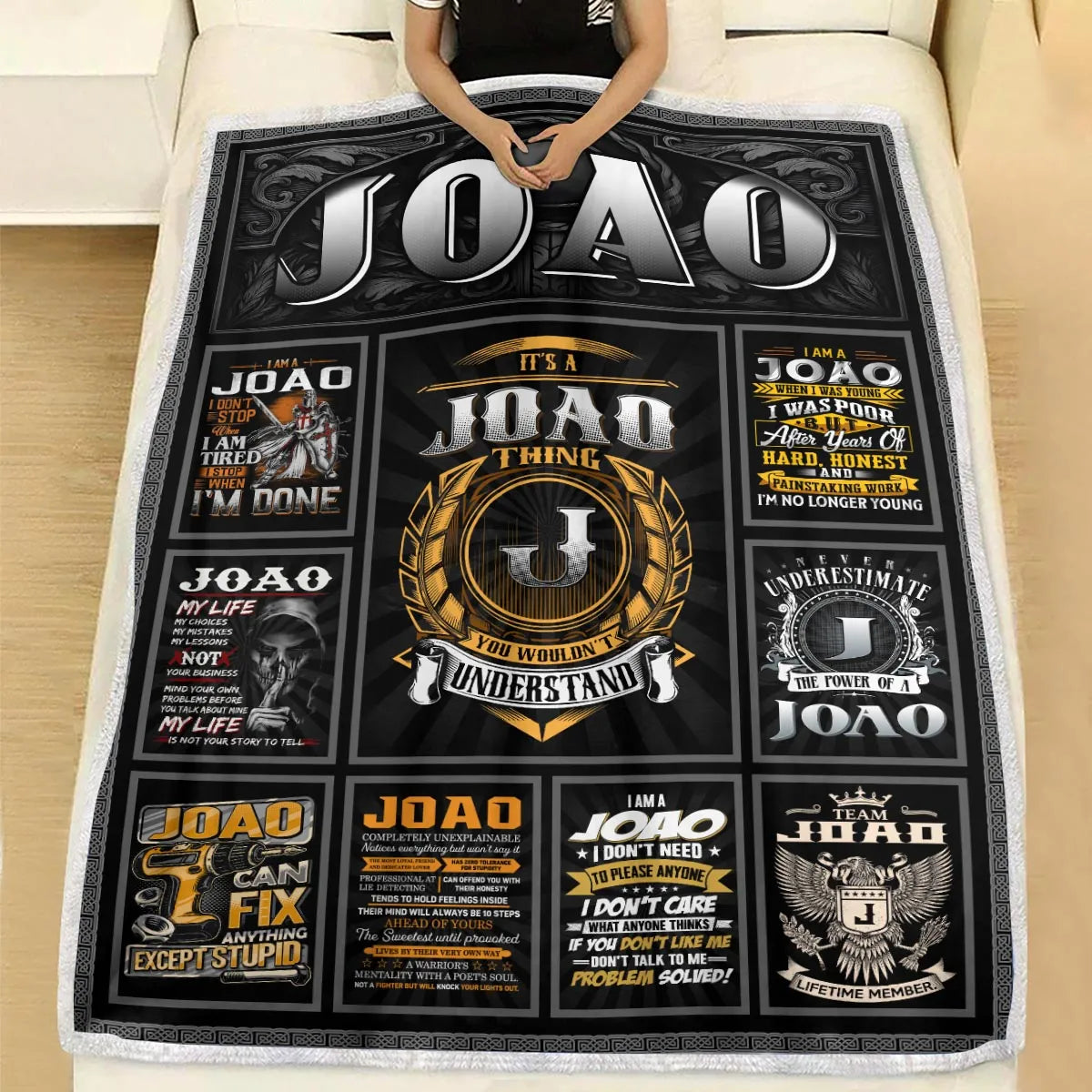 JOAO Personalized Blanket | Custom Name Cozy Throw Gift 13K2-BK2