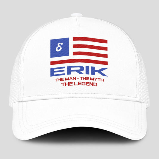 The Man The Myth The Legend America Flag Mesh Cap ERIK 13K1 C193PF