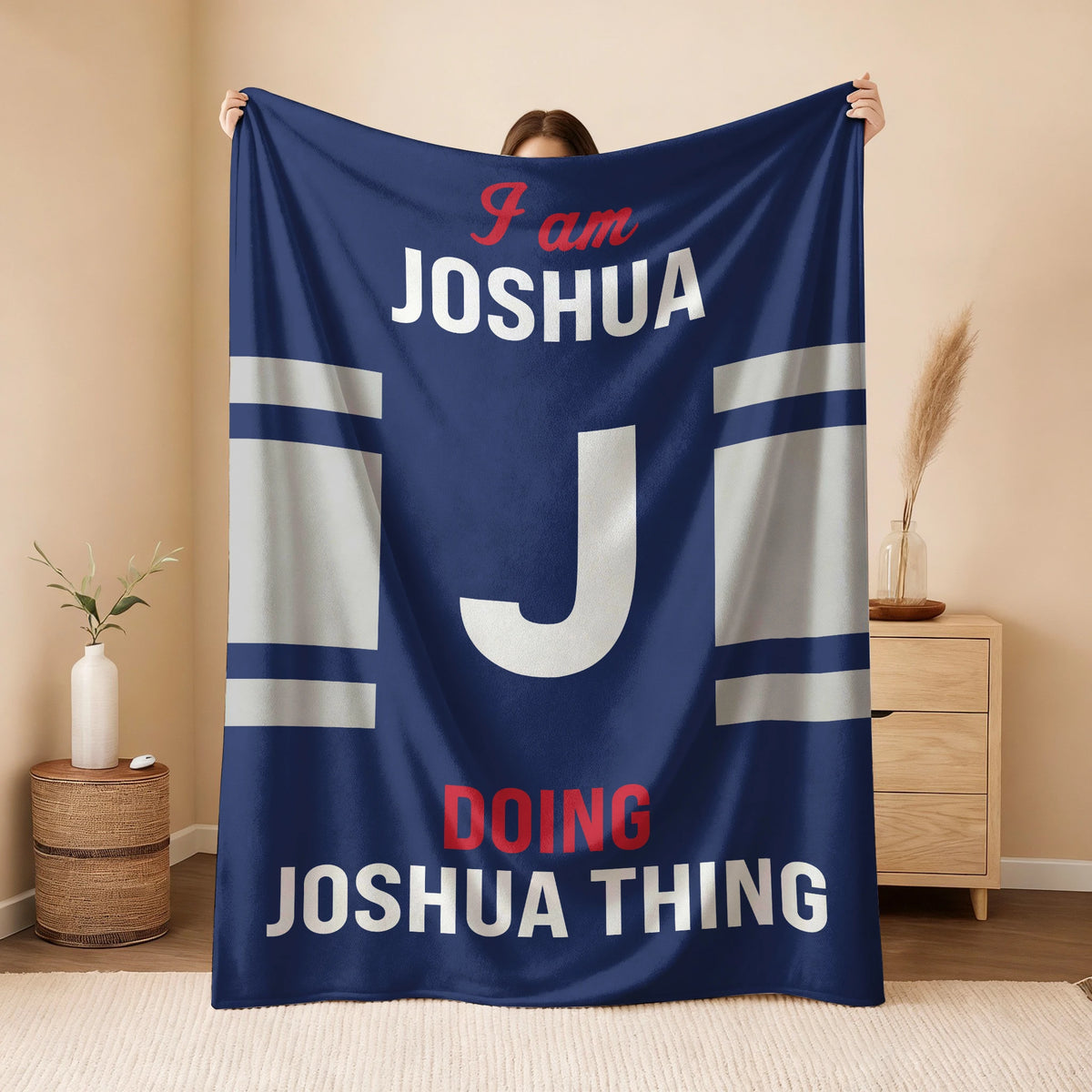 I'm Name Doing Name Things Navy Fleece Blanket JOSHUA 13K1 BK51