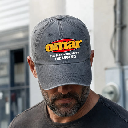 The Man The Myth The Legend Vintage Logo Washed Cap OMAR 13K1 C162PF