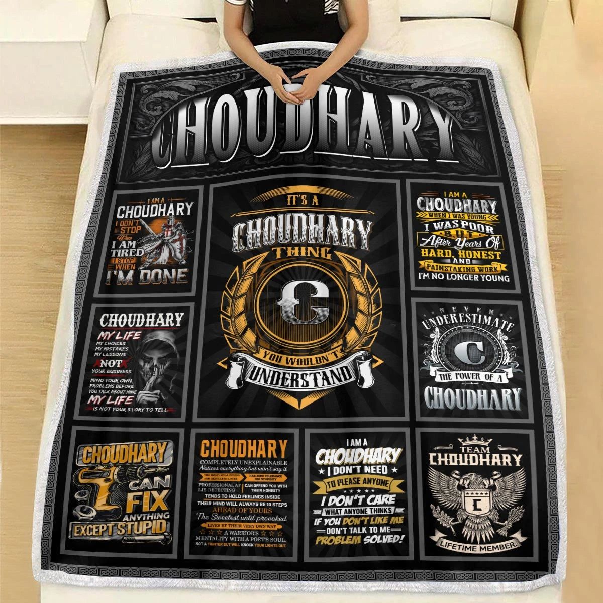 CHOUDHARY Personalized Blanket | Custom Name Cozy Throw Gift 13K4-BK2