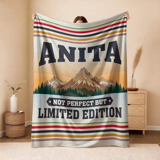 Not Perfect But Limited Edition Vintage Mountain Fleece Blanket ANITA 13K1 BK45