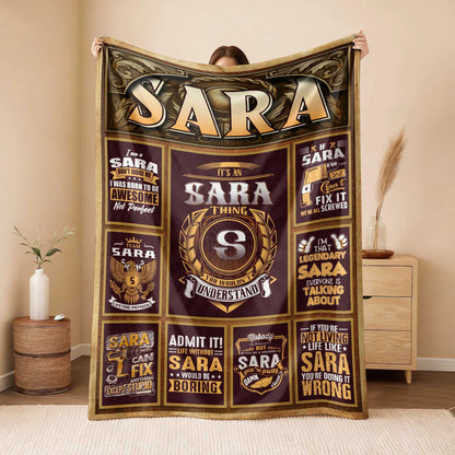 SARA Personalized Blanket | Custom Name Cozy Throw Gift 13K1-BK4