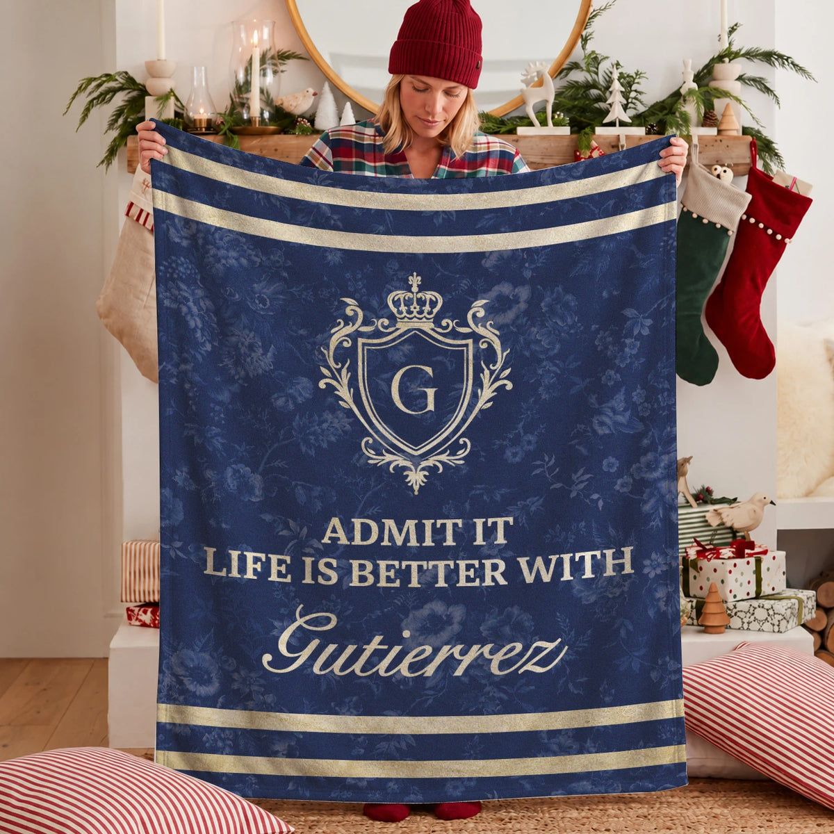 Admit It Life Is Better With Your Name Floral Blue Fleece Blanket GUTIERREZ 13K1 BK36