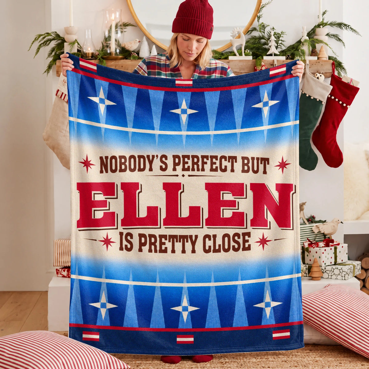 Nobody's Perfect But Your Name Is Close Native American Fleece Blanket ELLEN 13K1 BK57