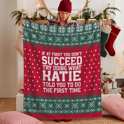 If At First You Don’t Succeed Red Green Christmas Fleece Blanket KATIE 13K1 BK28