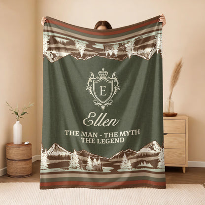 The Man The Myth The Legend Deer In Forest Brown Fleece Blanket ELLEN 13K1 BK10