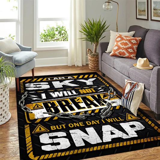 SKY Motivational Rug – Black & Yellow Quote Carpet for Living Room 13K1-AR1