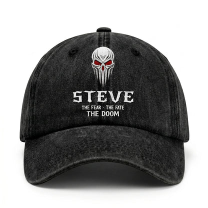 Your Name The Fear The Fate The Doom Skull Washed Cap STEVE 13K1 C98PF