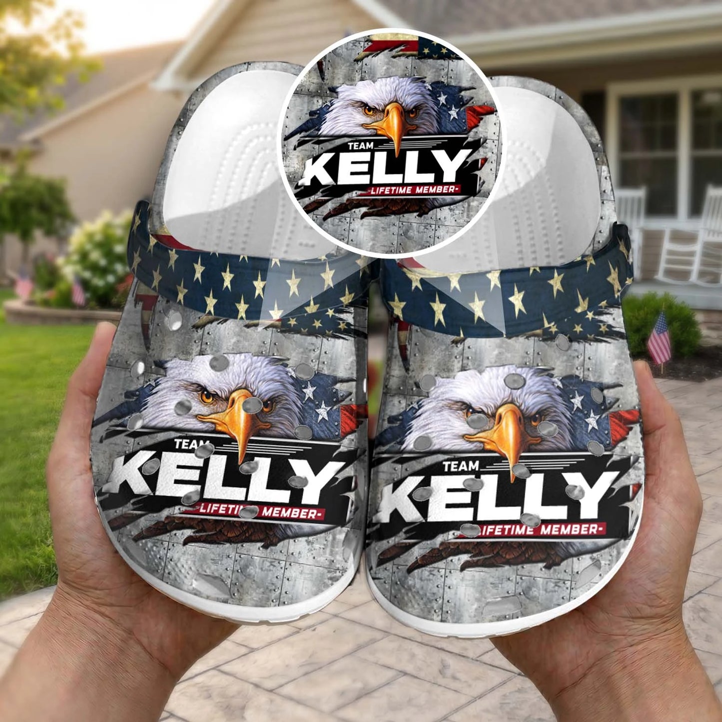 KELLY 13K1-CR1 Personalized Name Clogs "Team Lifetime Member"