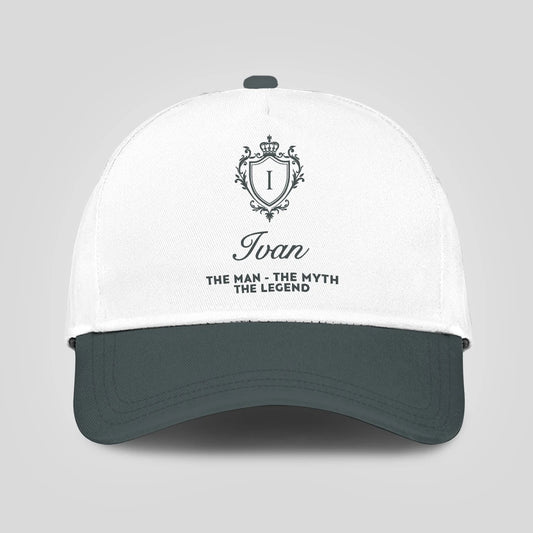 The Man The Myth The Legend Elegant Gray And White Cap IVAN 13K1 C170PF