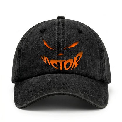 Your Name Jack O' Lantern Halloween Washed Cap VICTOR 13K1 C100PF