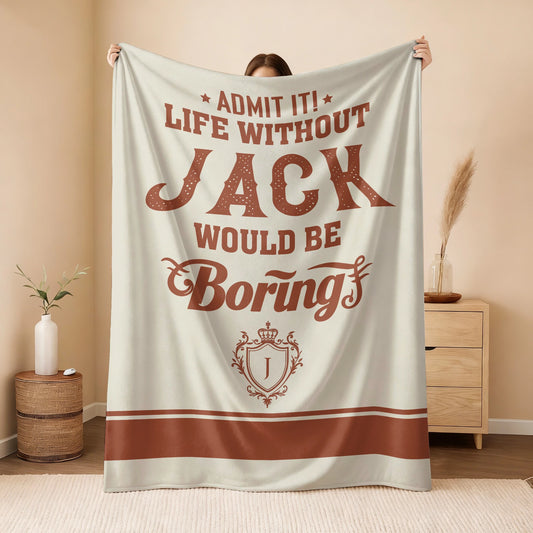 Life Without Your Name Would Be Boring Cream Terracotta Blanket JACK 13K1 BK24