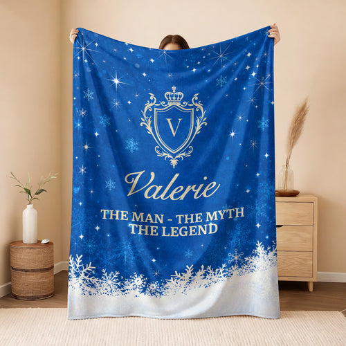 The Man The Myth The Legend Navy Christmas Fleece Blanket VALERIE 13K1 BK15