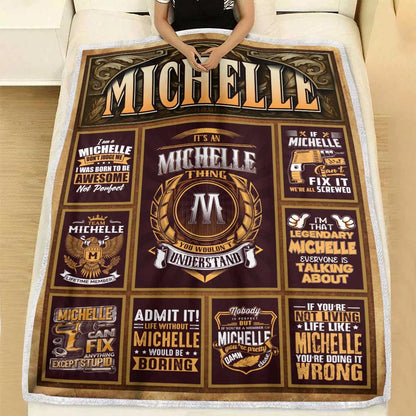MICHELLE Personalized Blanket | Custom Name Cozy Throw Gift 13K1-BK4