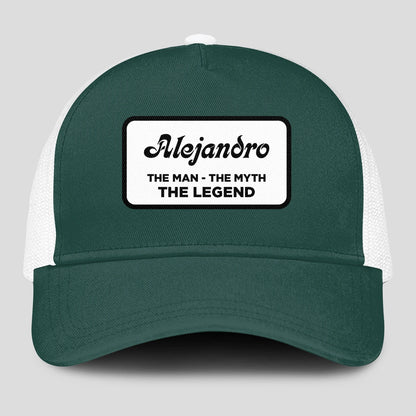 The Man The Myth The Legend Green And White Mesh Cap ALEJANDRO 13K1 C198PF