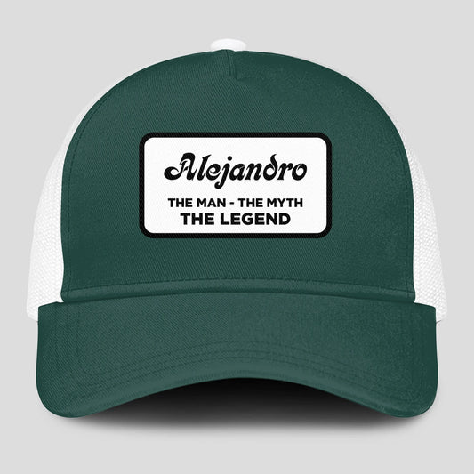The Man The Myth The Legend Green And White Mesh Cap ALEJANDRO 13K1 C198PF